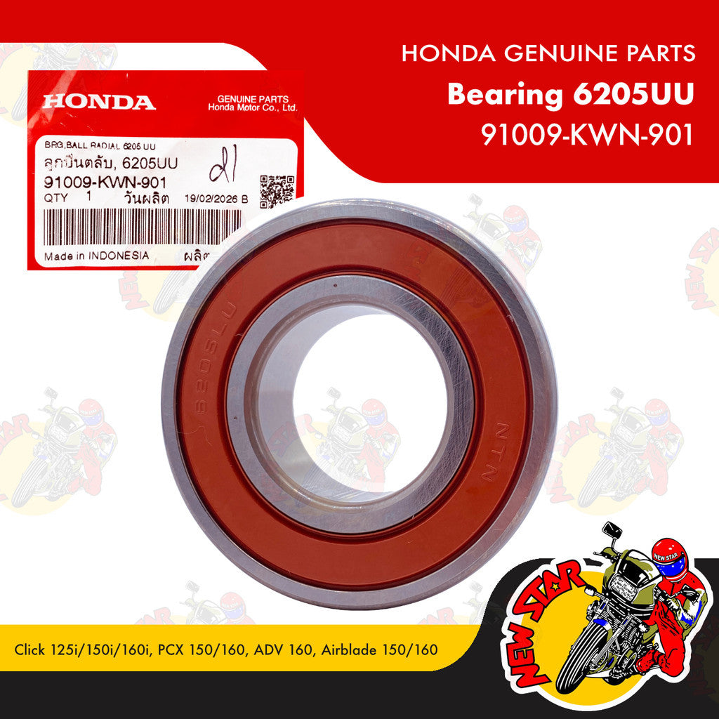 91009-KWN-901 | Bearing 6205UU | Genuine Honda parts | Click 125i/150i/160i PCX 150/160 ADV 160
