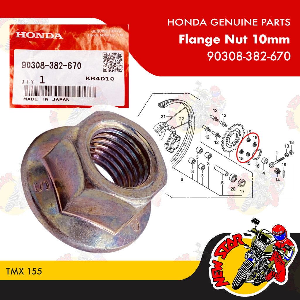 90308-382-670 | Flange Nut 10mm | Genuine Honda parts | TMX 155