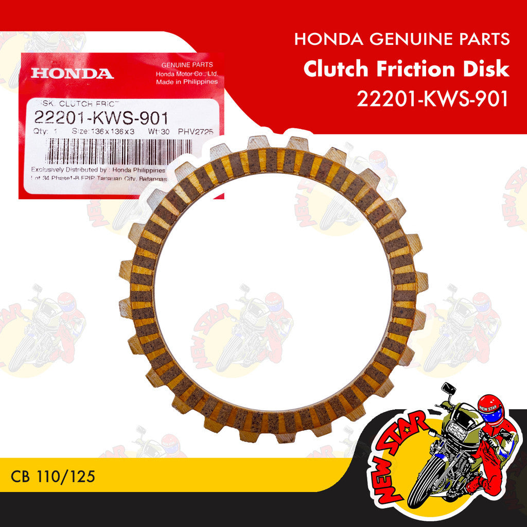 22201-KWS-901 | Clutch Friction Disk | Genuine Honda parts | CB 110/125
