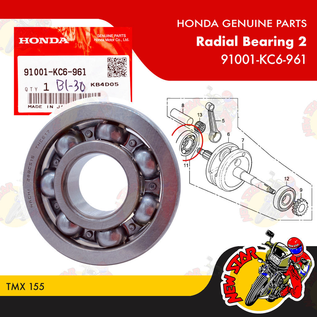91001-KC6-961 | Radial Bearing 2 | Genuine Honda parts | TMX 155