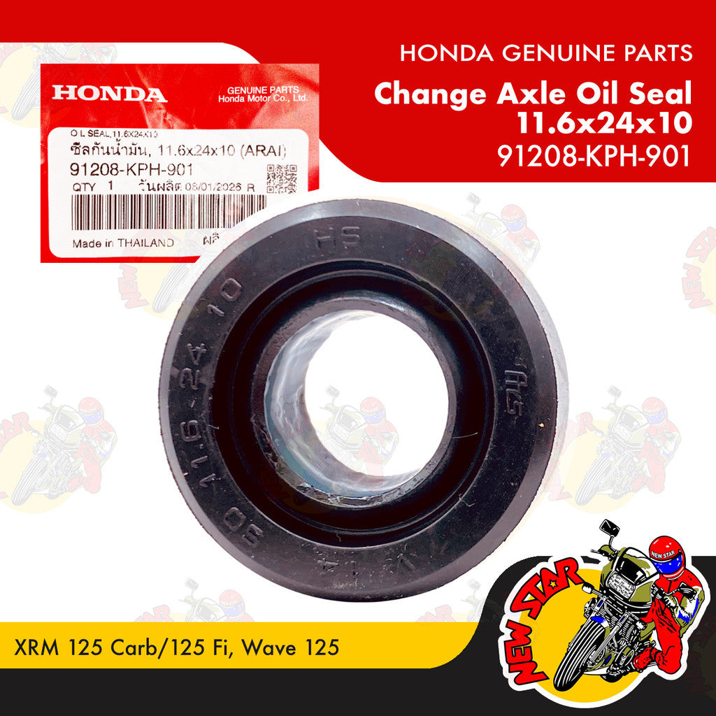 91208-KPH-901 | Change Axle Oil Seal 11.6x24x10 | Genuine Honda parts | XRM 125 Carb/125 Fi