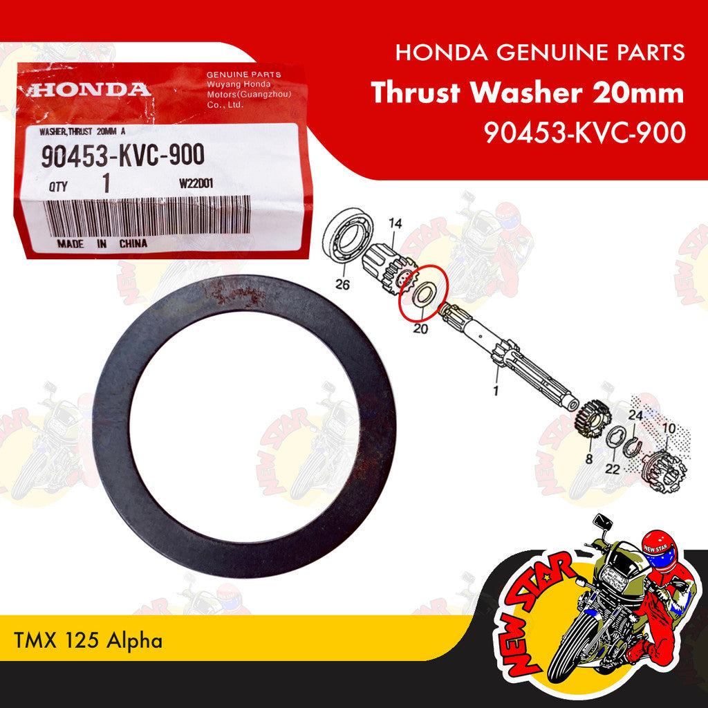 90453-KVC-900 | Thrust Washer 20mm | Genuine Honda parts | TMX 125 Alpha