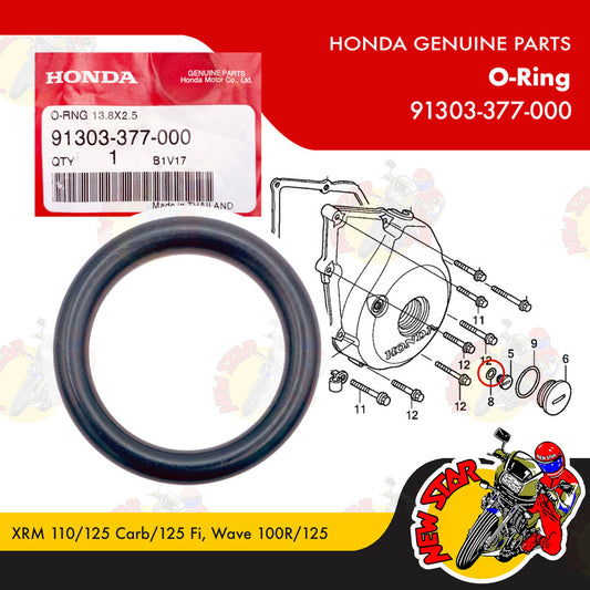 91303-377-000 | O-Ring | Genuine Honda parts | XRM 110/125 Carb/125 Fi Wave 100R/125