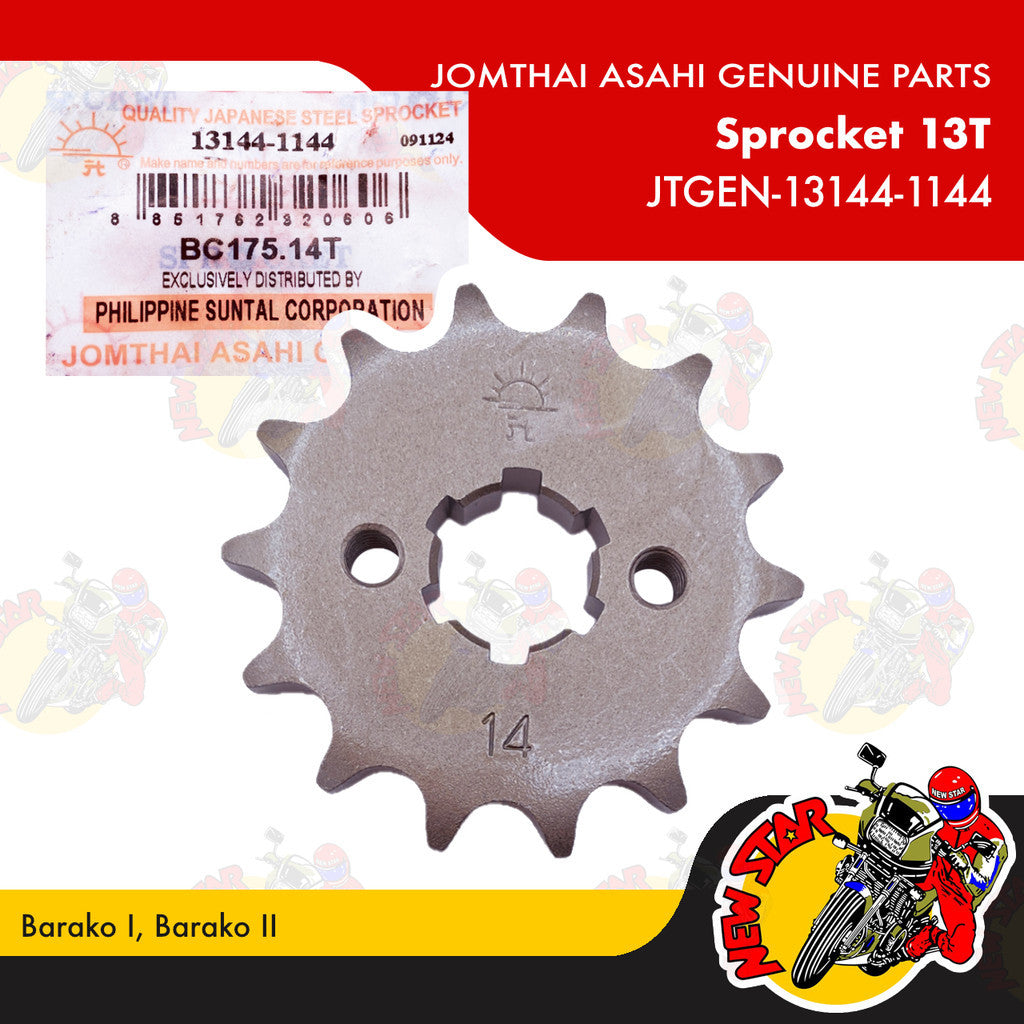 JTGEN-13144-1144-13T | Sprocket 13T | Genuine Jomthai Asahi parts | Barako I Barako II