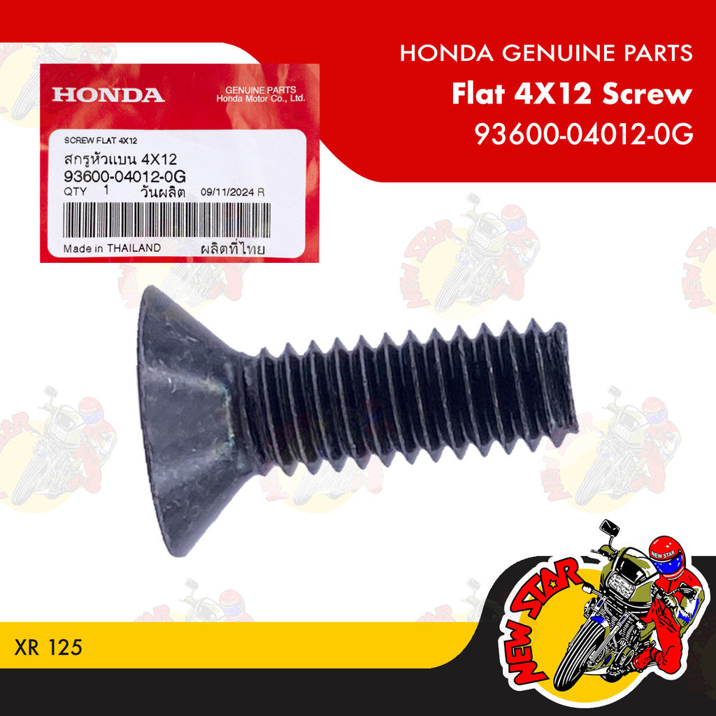 93600-04012-0G | Flat 4x12 Screw | Genuine Honda parts | XR 125