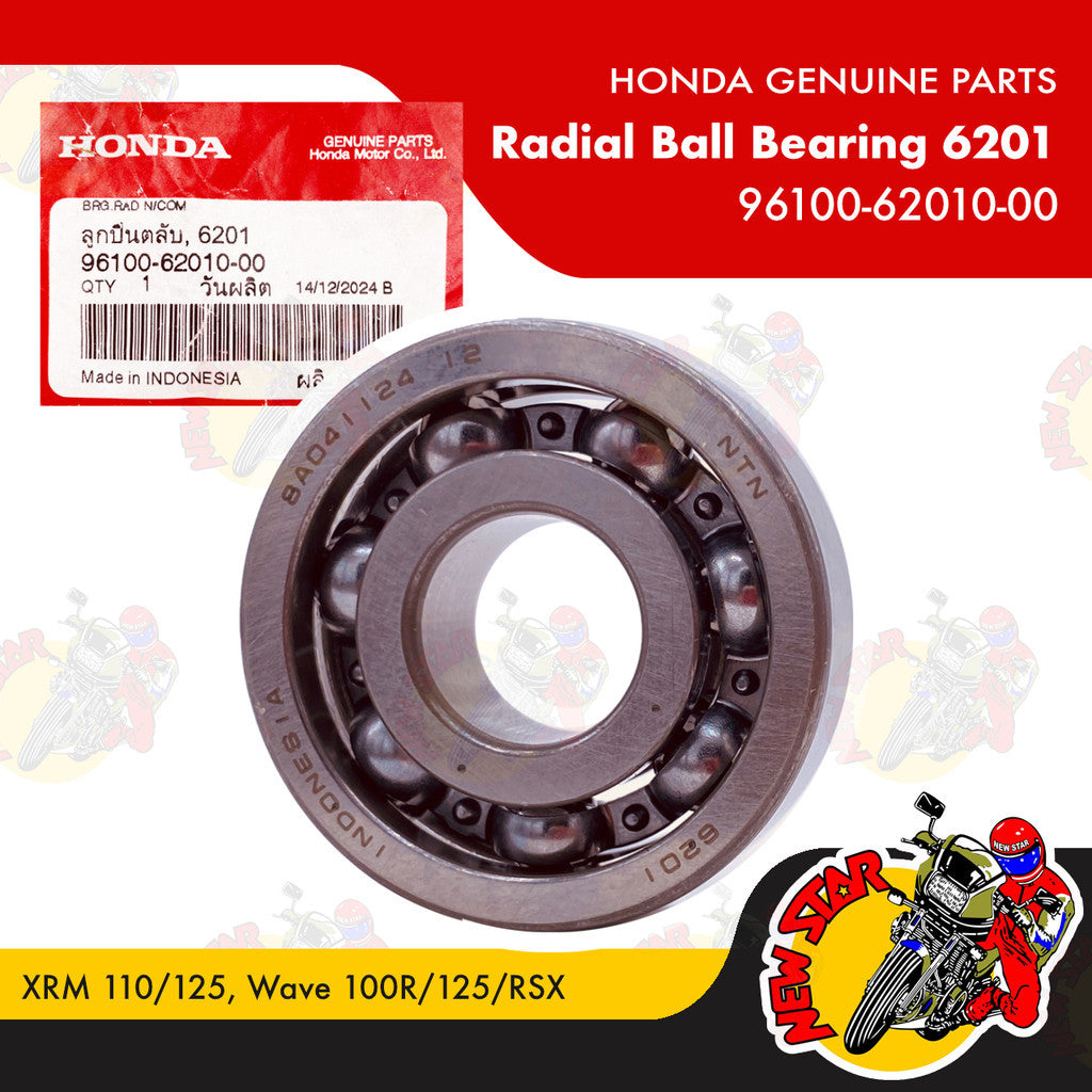 96100-62010-00 | Radial Ball Bearing 6201 | Genuine Honda parts | XRM 110/125 Wave 100R/125/RSX