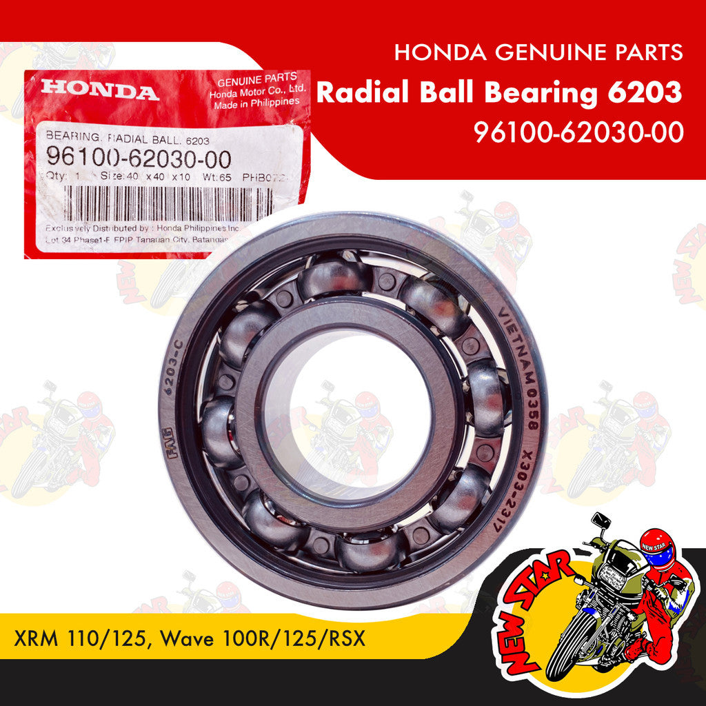 96100-62030-00 | Radial Ball Bearing 6203 | Genuine Honda parts | XRM 110/125 Wave 100R/125/RSX