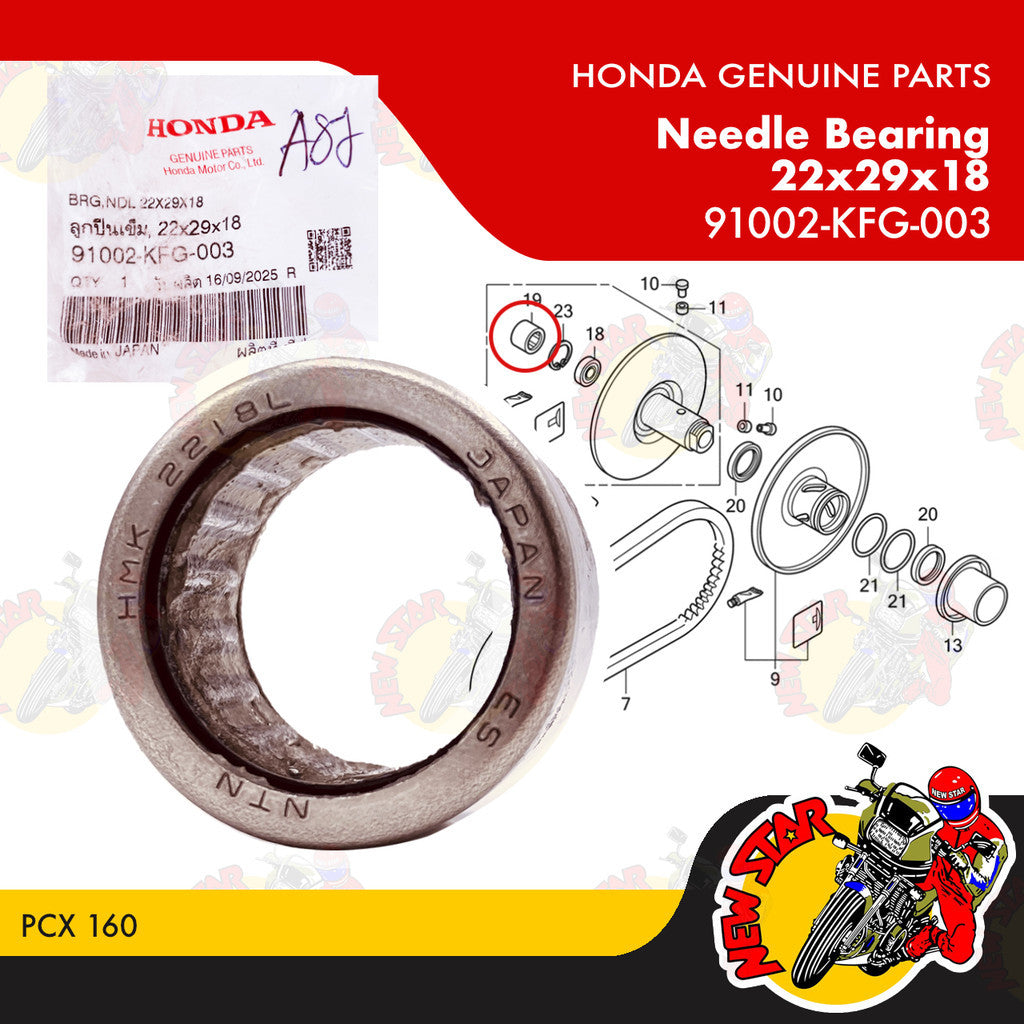 91002-KFG-003 | Needle Bearing 22x29x18 | Genuine Honda parts | PCX 160