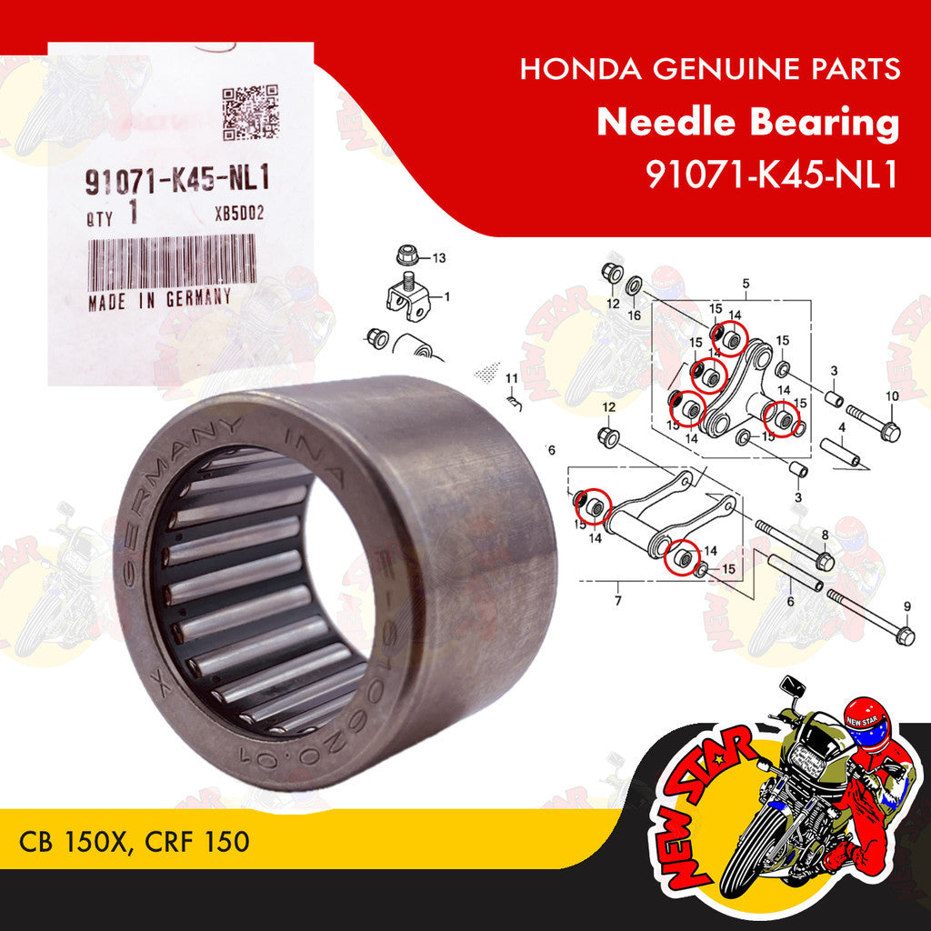 91071-K45-NL1 | Needle Bearing | Genuine Honda parts | CB 150X CRF 150
