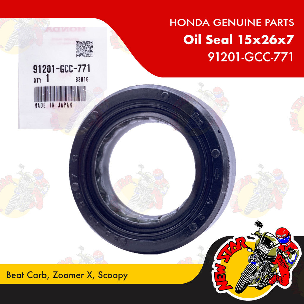 91201-GCC-771 | Oil Seal 15x26x7 | Genuine Honda parts | Beat Carb Zoomer X Scoopy