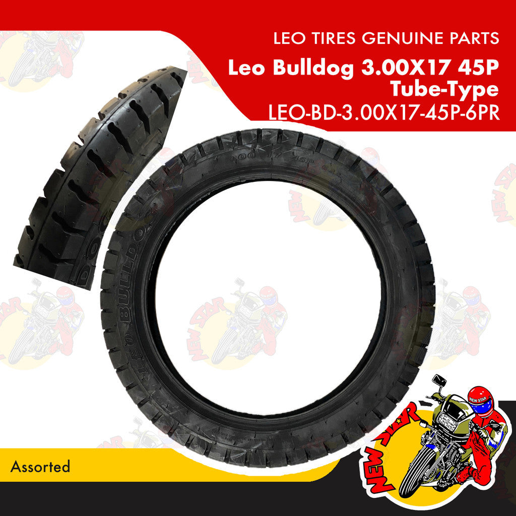 LEO-BD-3.00x17-45P-6PR | Leo Bulldog 3.00X17 45P Tube-Type | Genuine Leo Tires parts | Assorted