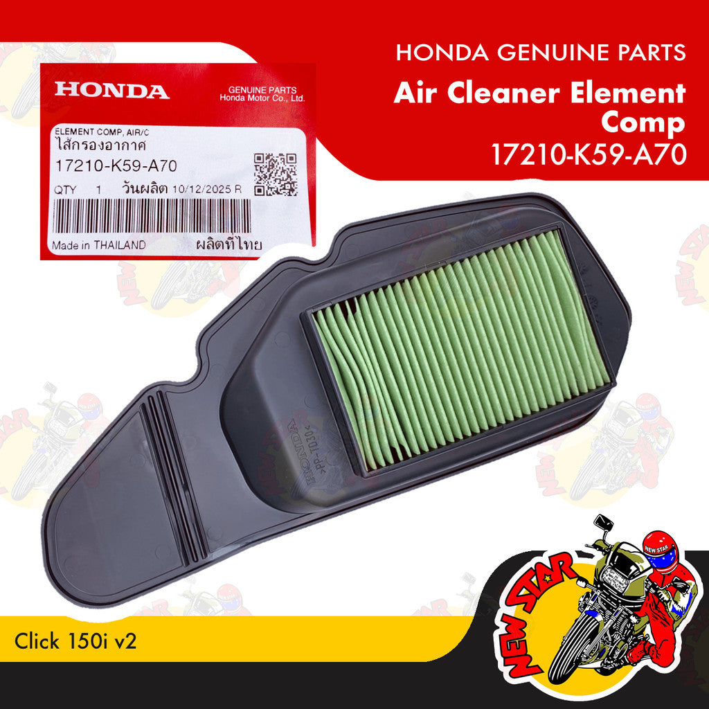 17210-K59-A70 | Air Cleaner Element Comp | Genuine Honda parts | Click 150i v2