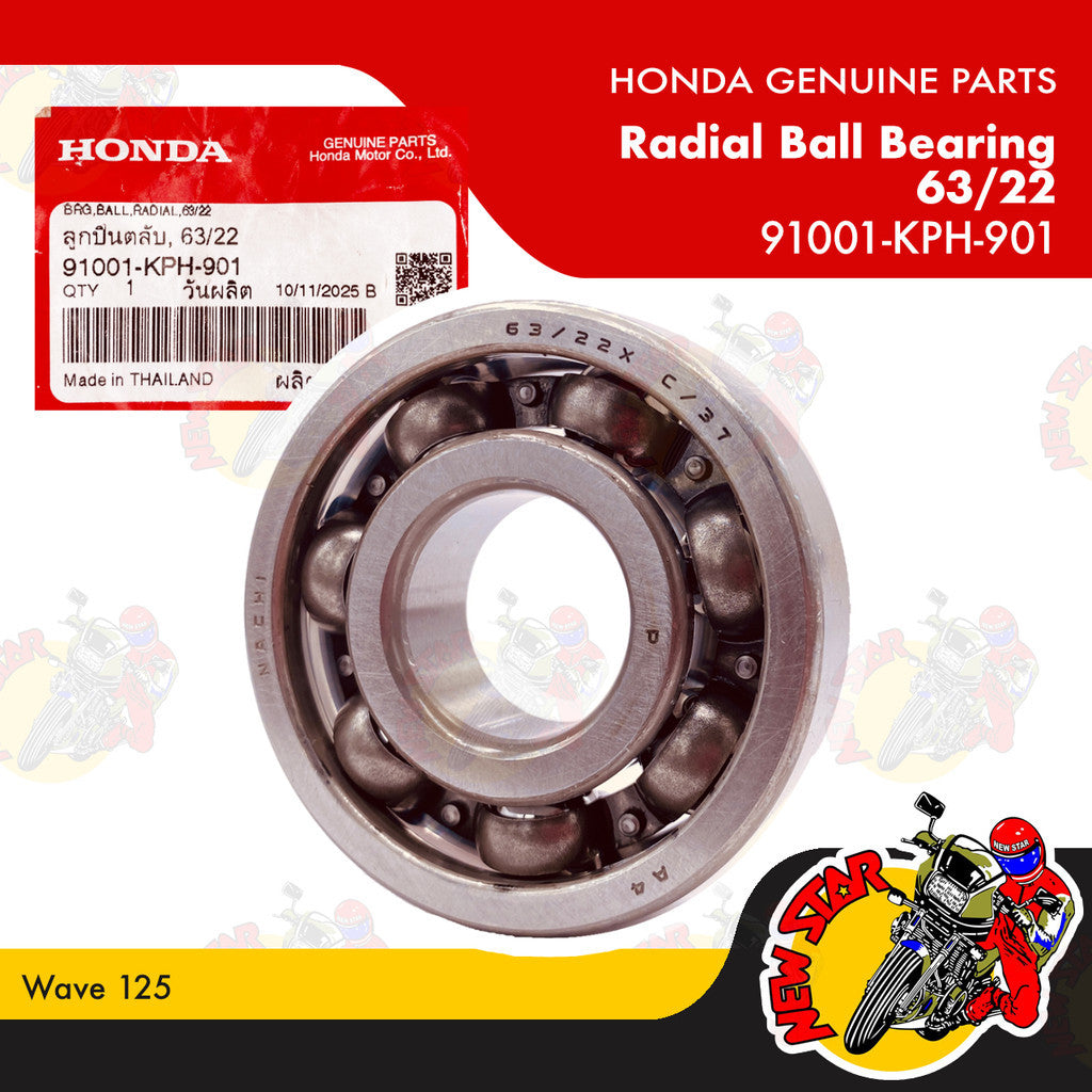 91001-KPH-901 | Radial Ball Bearing 63/22 | Genuine Honda parts | Wave 125