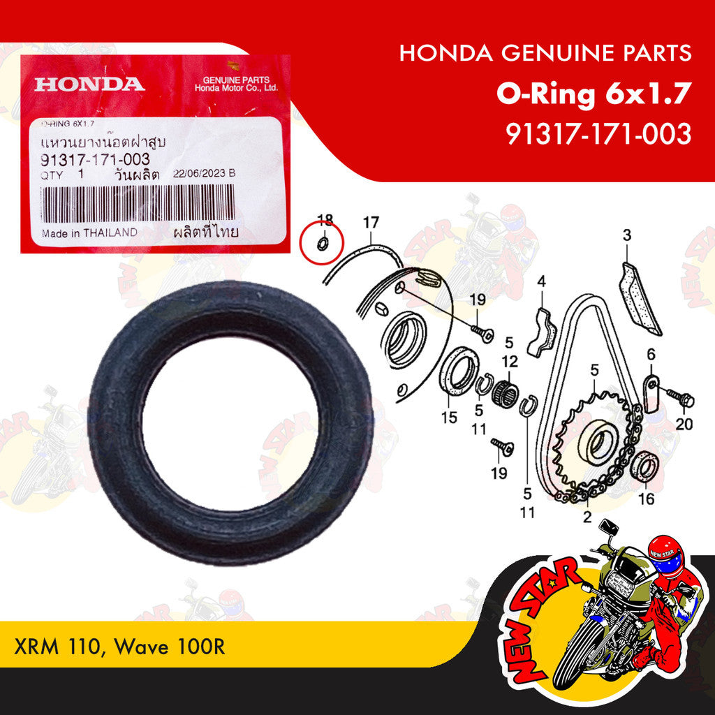 91317-171-003 | O-Ring 6x1.7 | Genuine Honda parts | XRM 110 Wave 100R