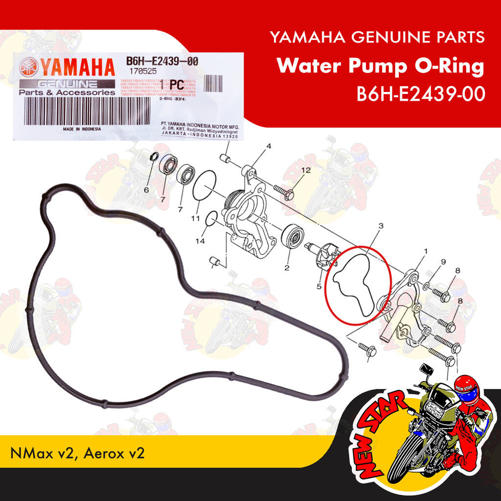 B6H-E2439-00 | Water Pump O-Ring | Genuine Yamaha parts | NMax v2 Aerox v2