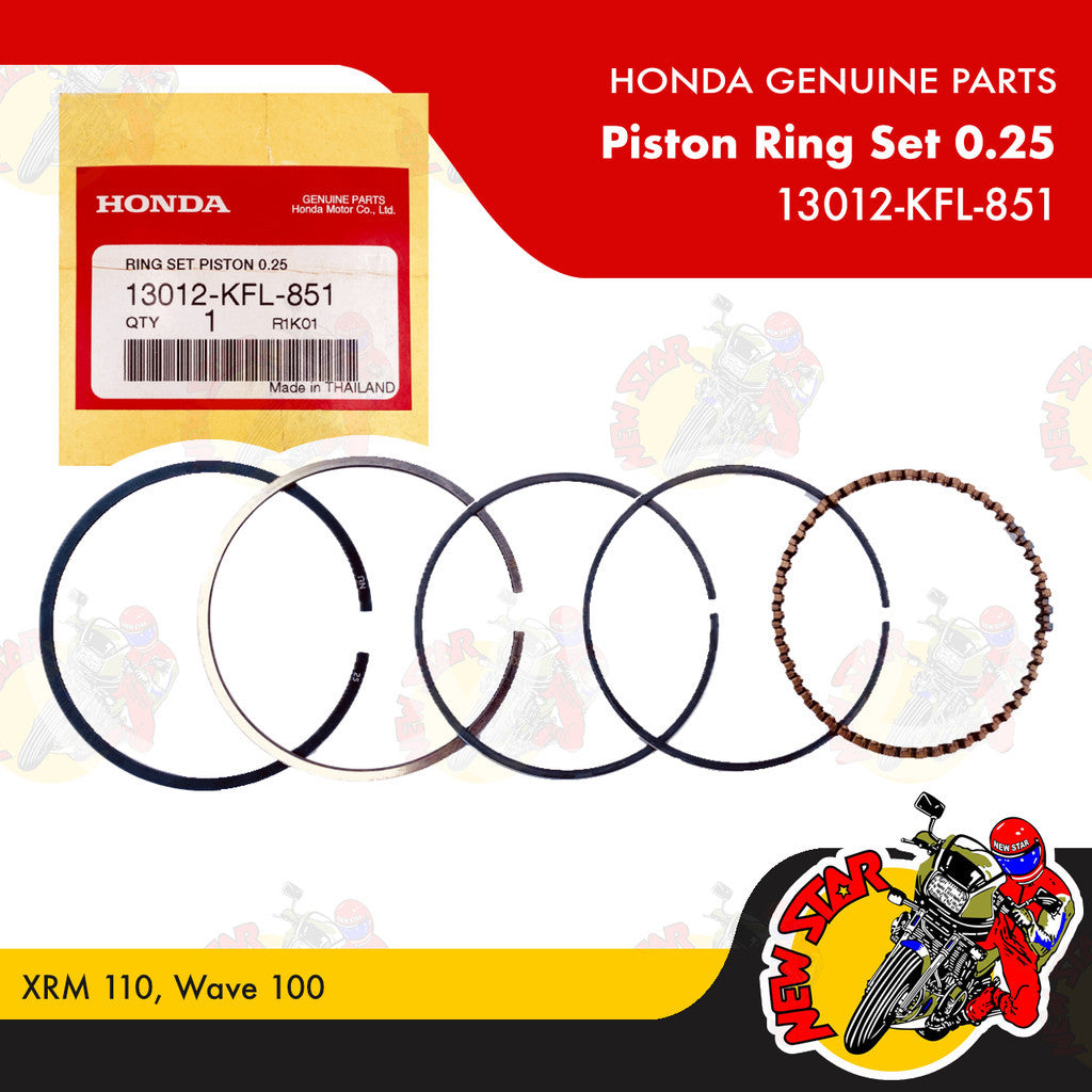 13012-KFL-851 | Piston Ring Set 0.25 | Genuine Honda parts | XRM 110 Wave 100