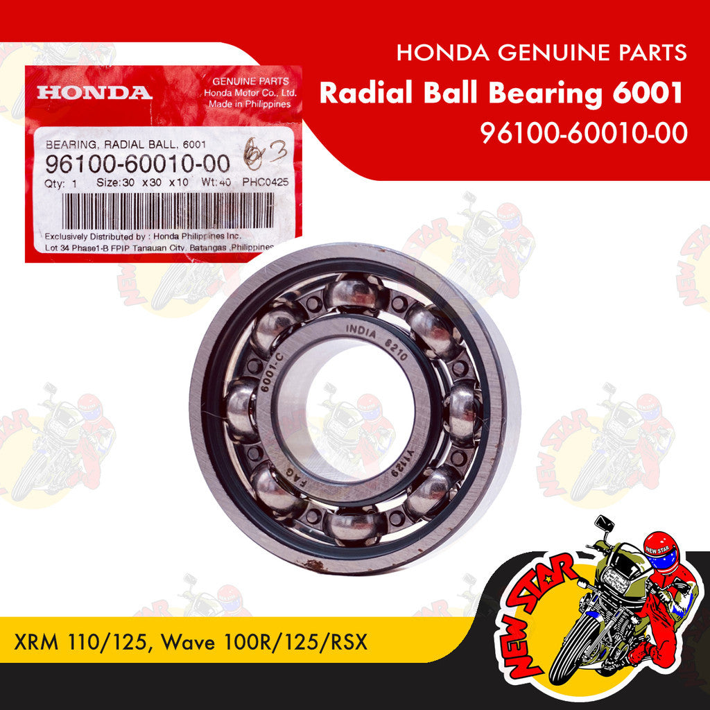 96100-60010-00 | Radial Ball Bearing 6001 | Genuine Honda parts | XRM 110/125 Wave 100R/125/RSX