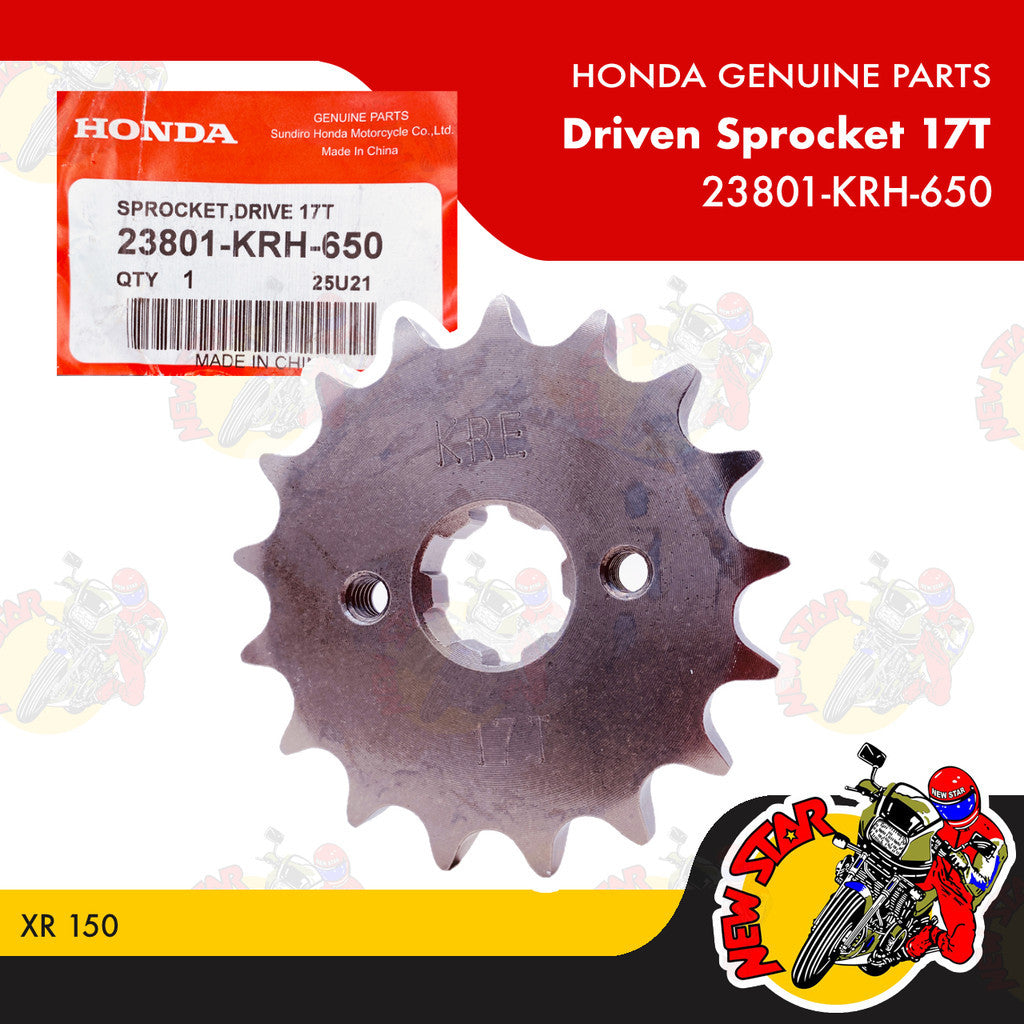 23801-KRH-650 | Driven Sprocket 17T | Genuine Honda parts | XR 150