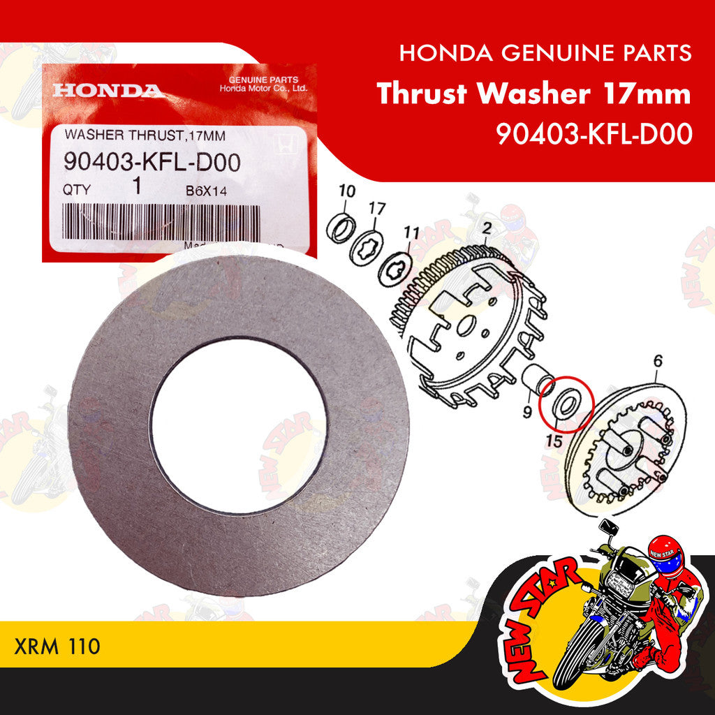 90403-KFL-D00 | Thrust Washer 17mm | Genuine Honda parts | XRM 110