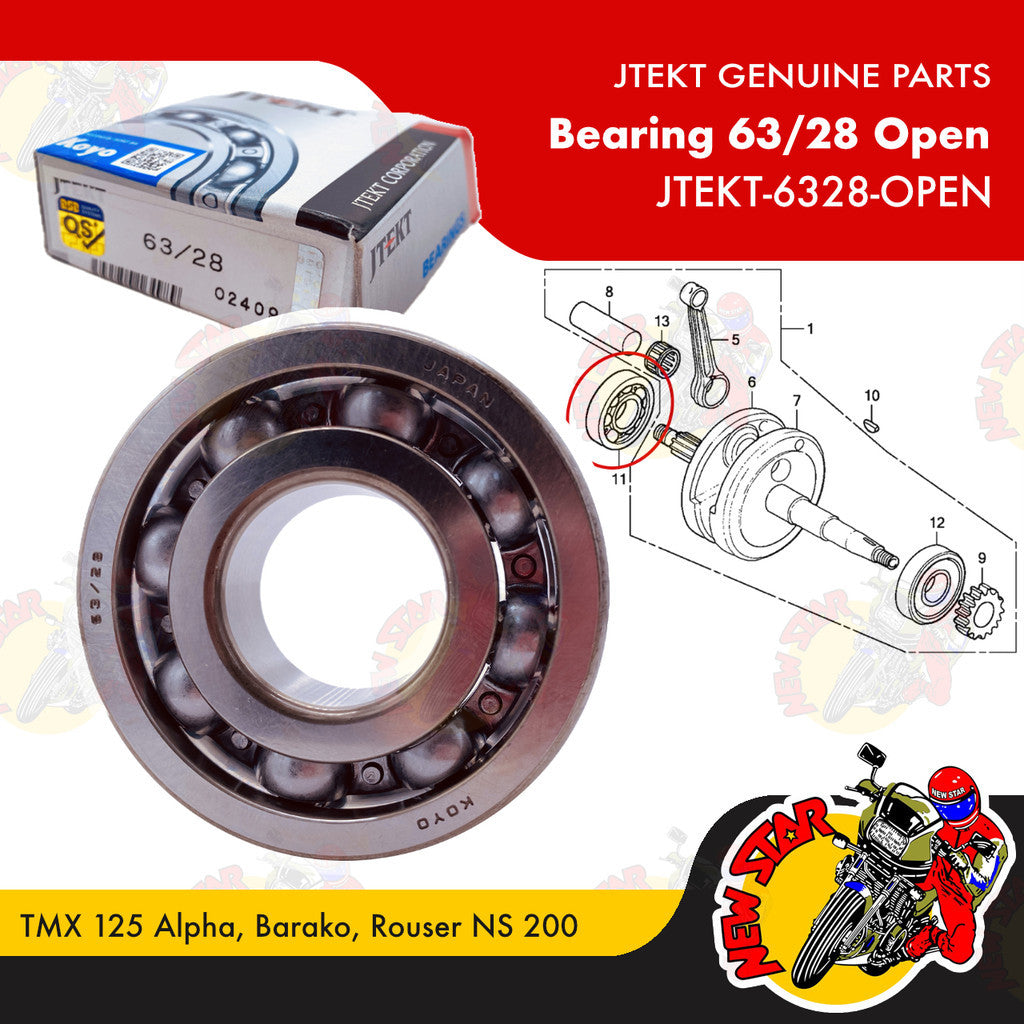JTEKT-6328-Open | Bearing 63/28 Open | Genuine JTEKT parts | TMX 125 Alpha Barako Rouser NS 200