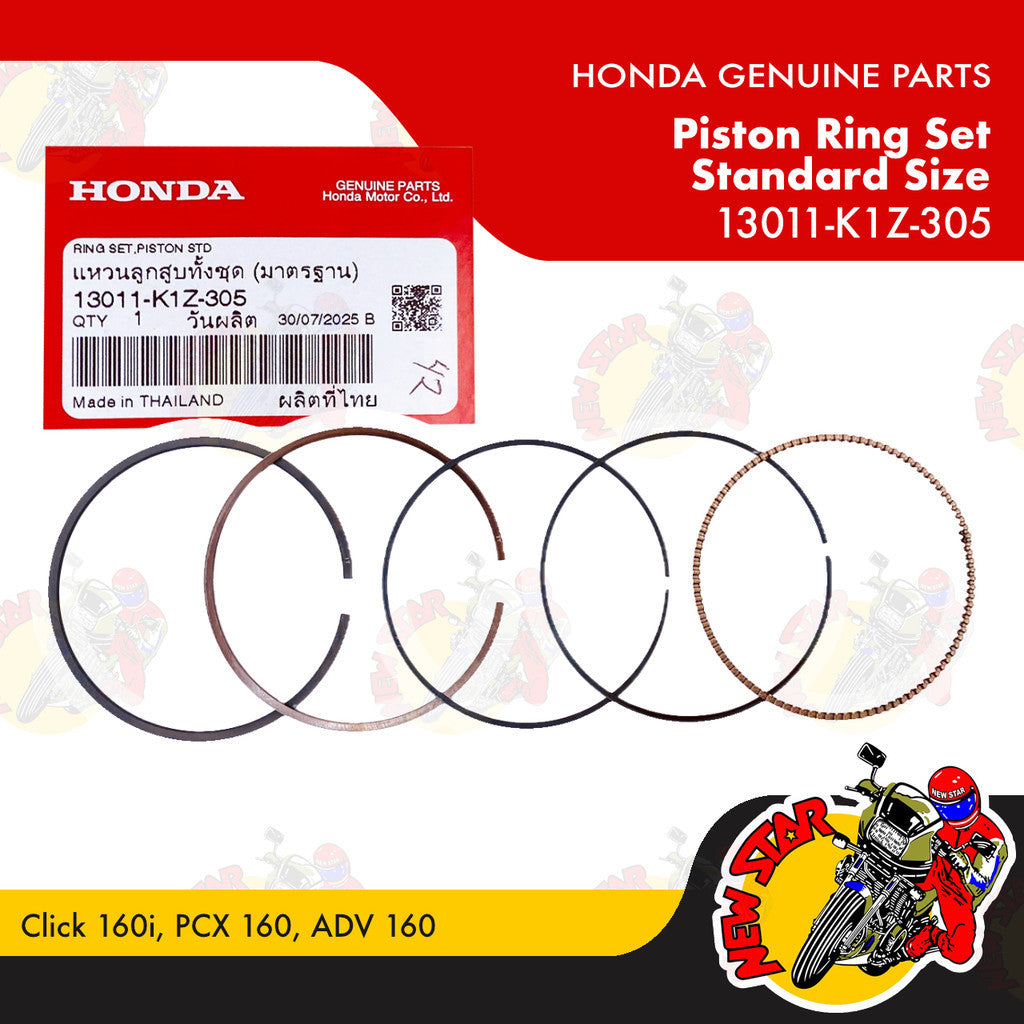 13011-K1Z-305 | Piston Ring Set Standard | Genuine Honda parts | Click 160i PCX 160 ADV 160