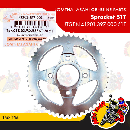 JTGEN-41201-397-000-51T | Sprocket 51T | Genuine Jomthai Asahi parts | TMX 155