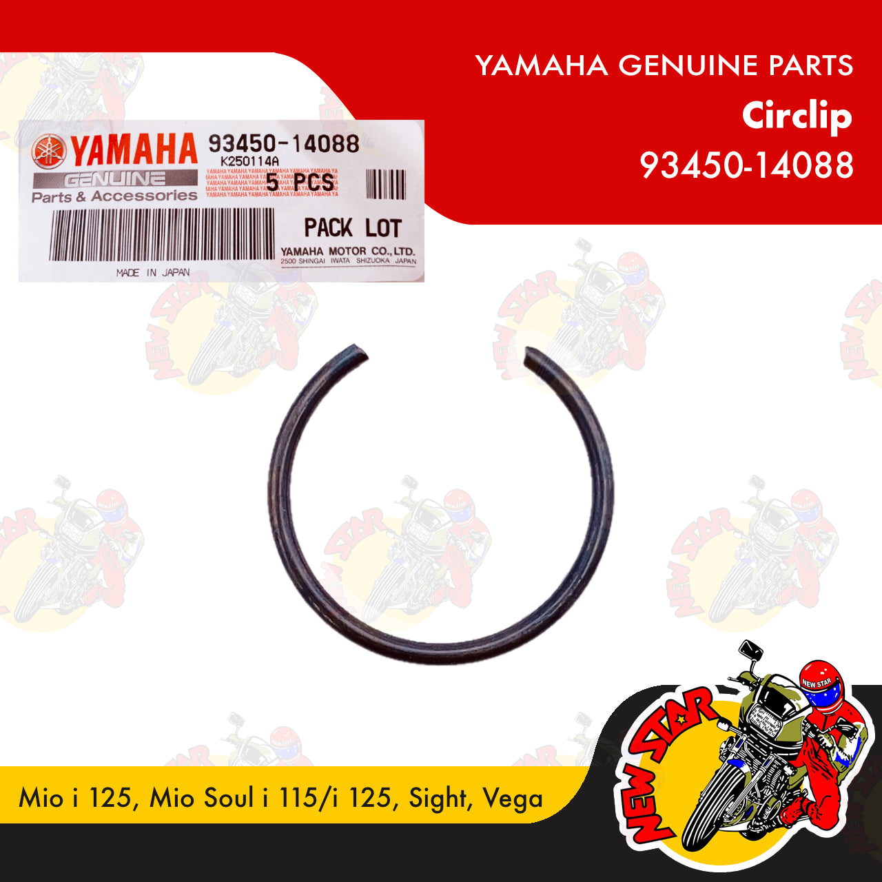 93450-14088 | Circlip | Genuine Yamaha parts | Mio i 125 Mio Soul i 115/i 125 Sight Vega