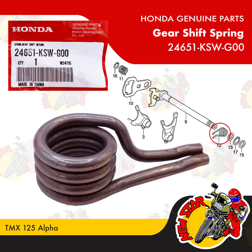24651-KSW-G00 | Gear Shift Spring | Genuine Honda parts | TMX 125 Alpha