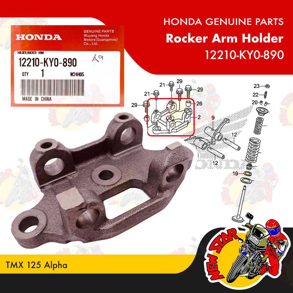 12210-KY0-890 | Rocker Arm Holder | Genuine Honda parts | TMX 125 Alpha