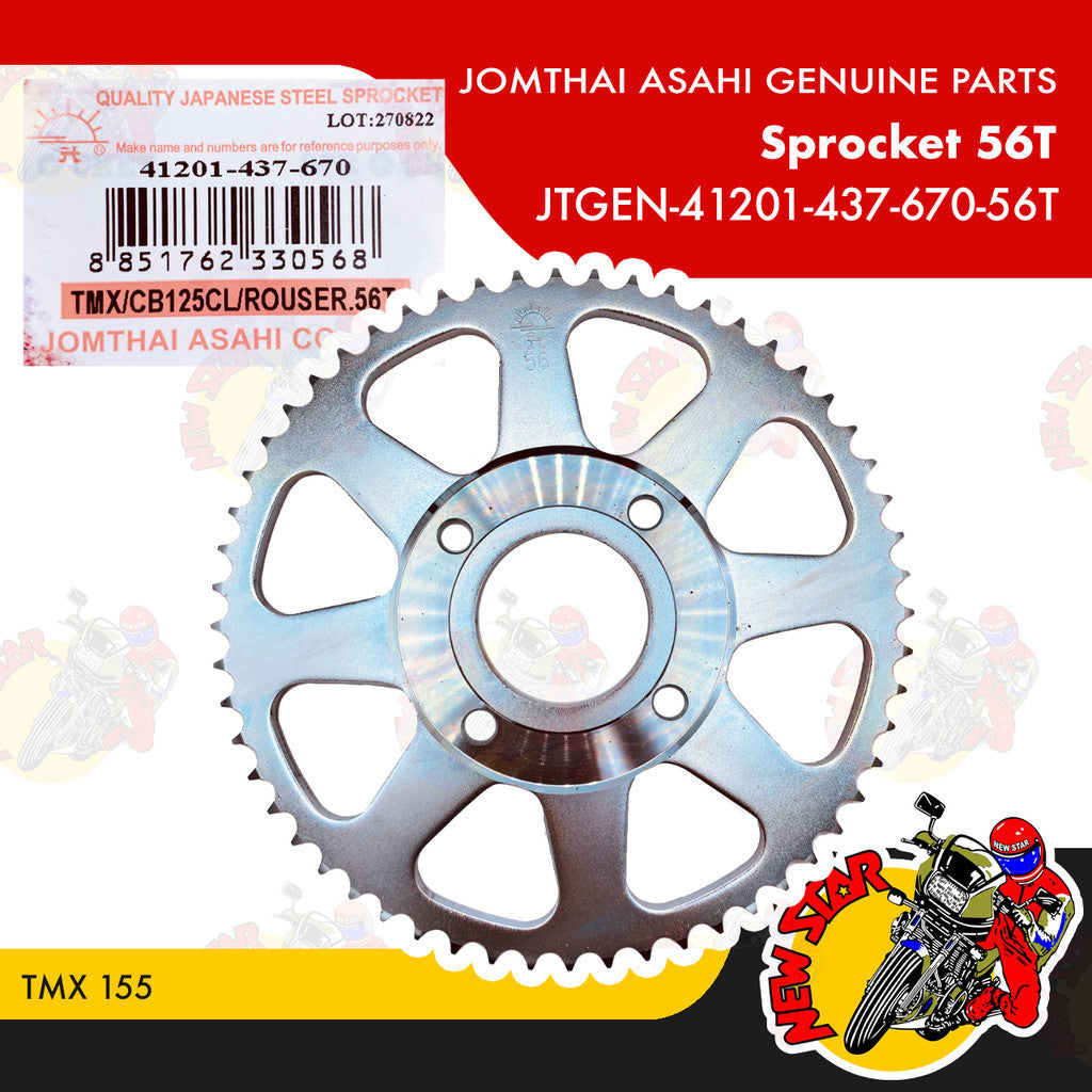 JTGEN-41201-437-670-56T | Sprocket 56T | Genuine Jomthai Asahi parts | TMX 155