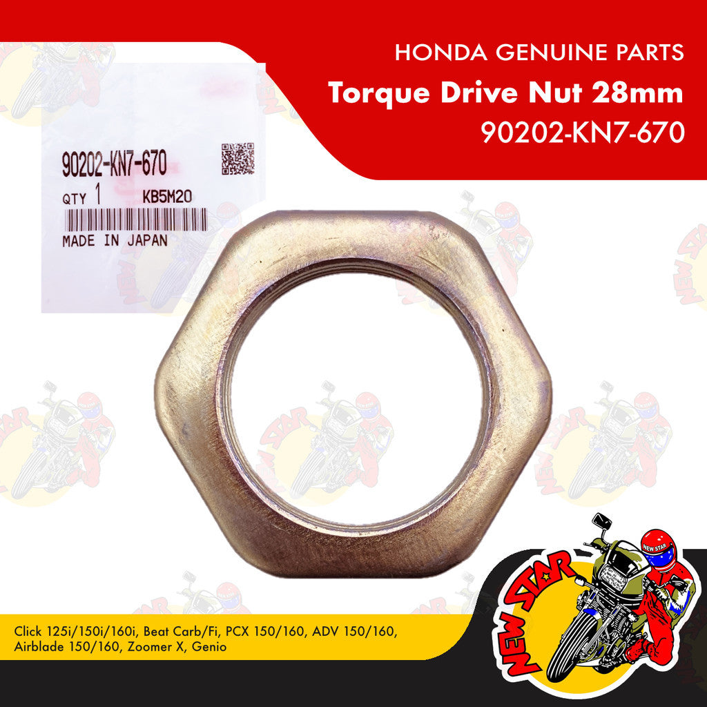 90202-KN7-670 | Torque Drive Nut 28mm | Genuine Honda parts | Click 125i/150i Beat Fi PCX 150/160