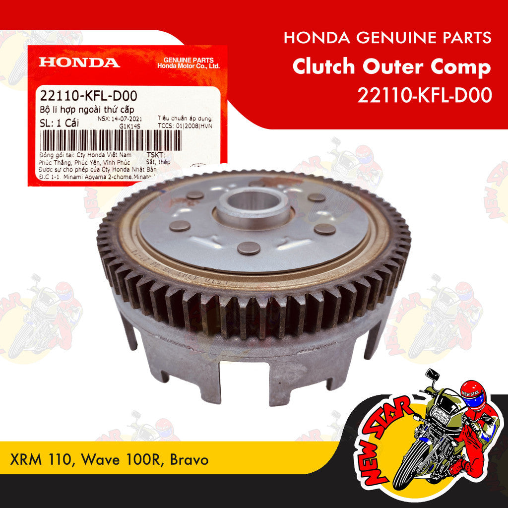 22110-KFL-D00 | Clutch Outer Comp | Genuine Honda parts | XRM 110 Wave 100R Bravo