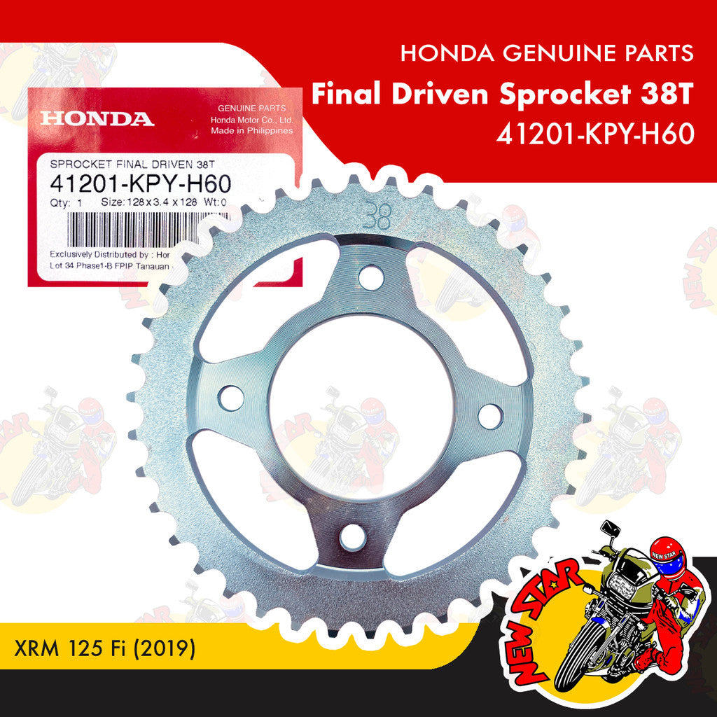 41201-KPY-H60 | Final Driven Sprocket 38T | Genuine Honda parts | XRM 125 Fi (2019)